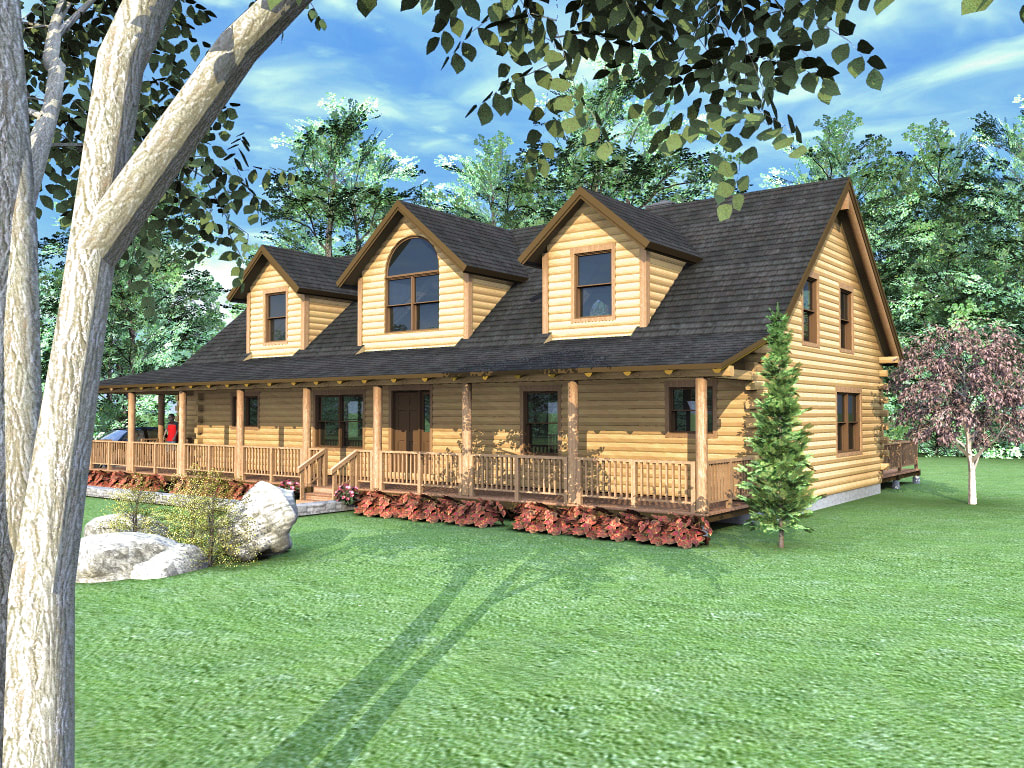 GRAND ISLE (03W0032) Real Log Homes rendering