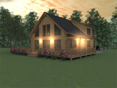 THE AUGUSTA Real Log Homes rendering