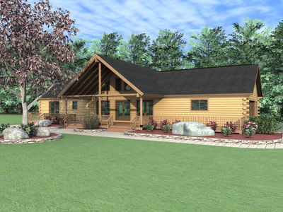 THE WOODLAND  (03W0007) Real Log Homes rendering